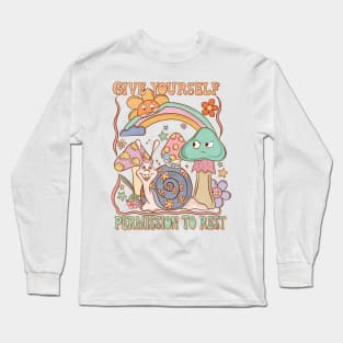 Whimsical Self Care Mushrooms Long Sleeve T-Shirt